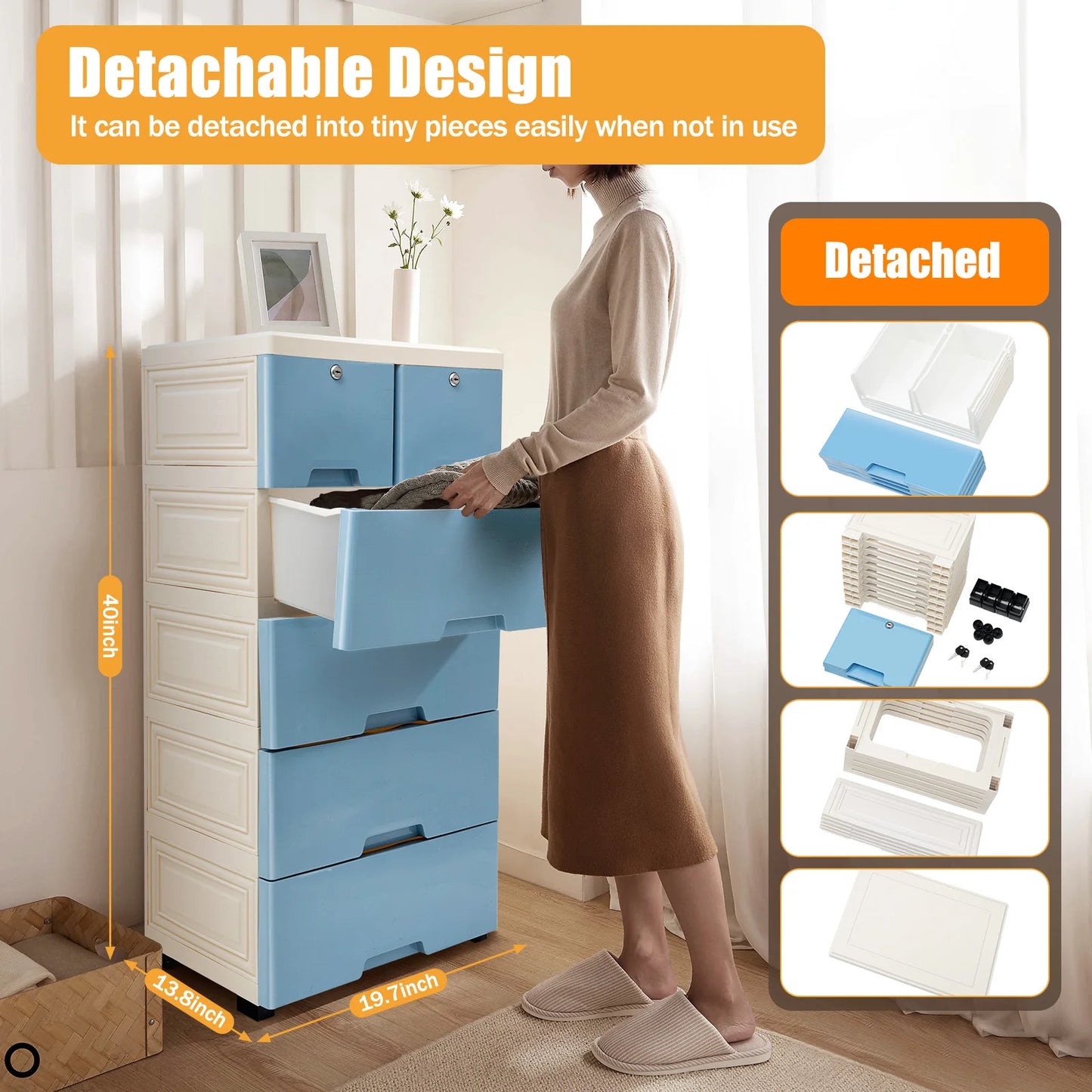 5-Layer 6 Drawer Plastic Tower Storage Cabinet