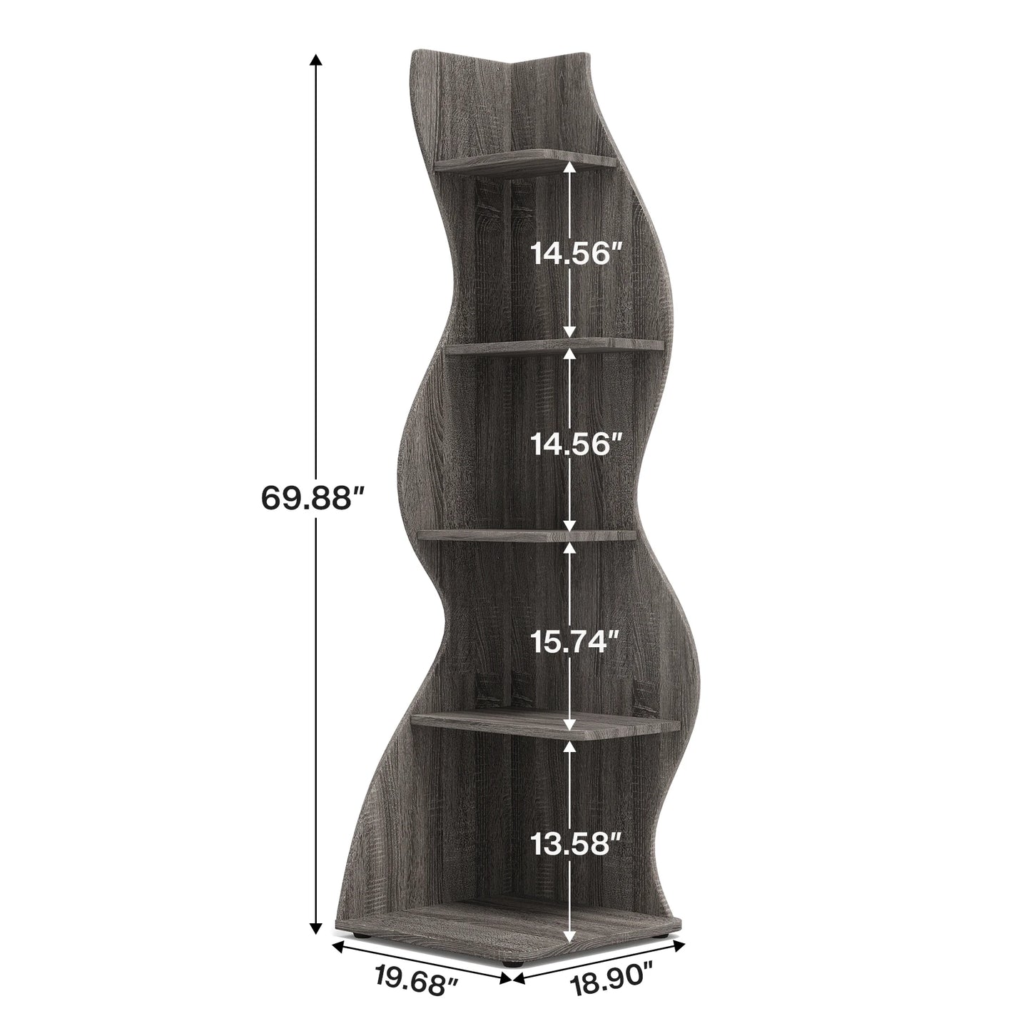 Modern 5-Tier Wall Corner Bookshelf