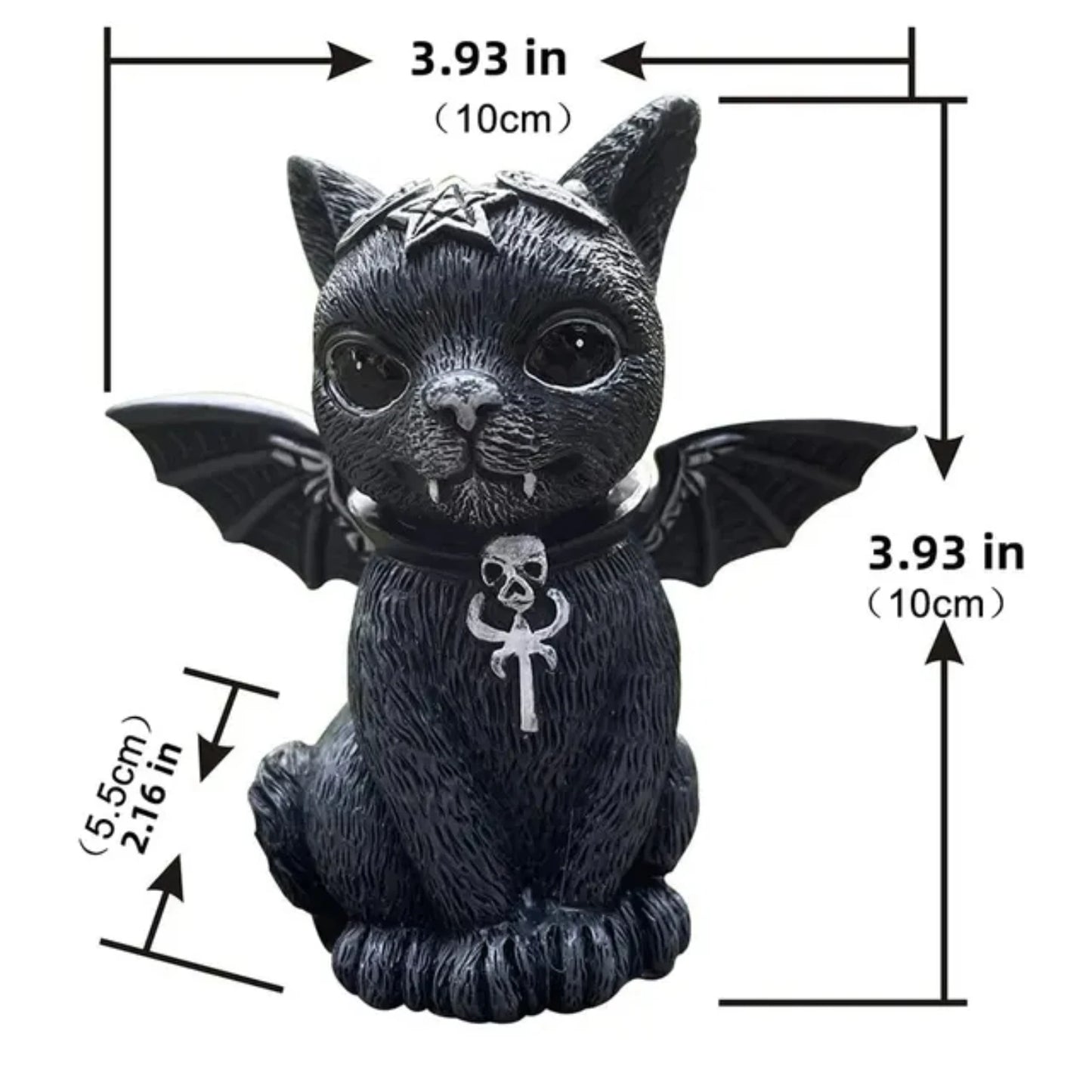 Hand-Painted Mysterious Black Cat Statue