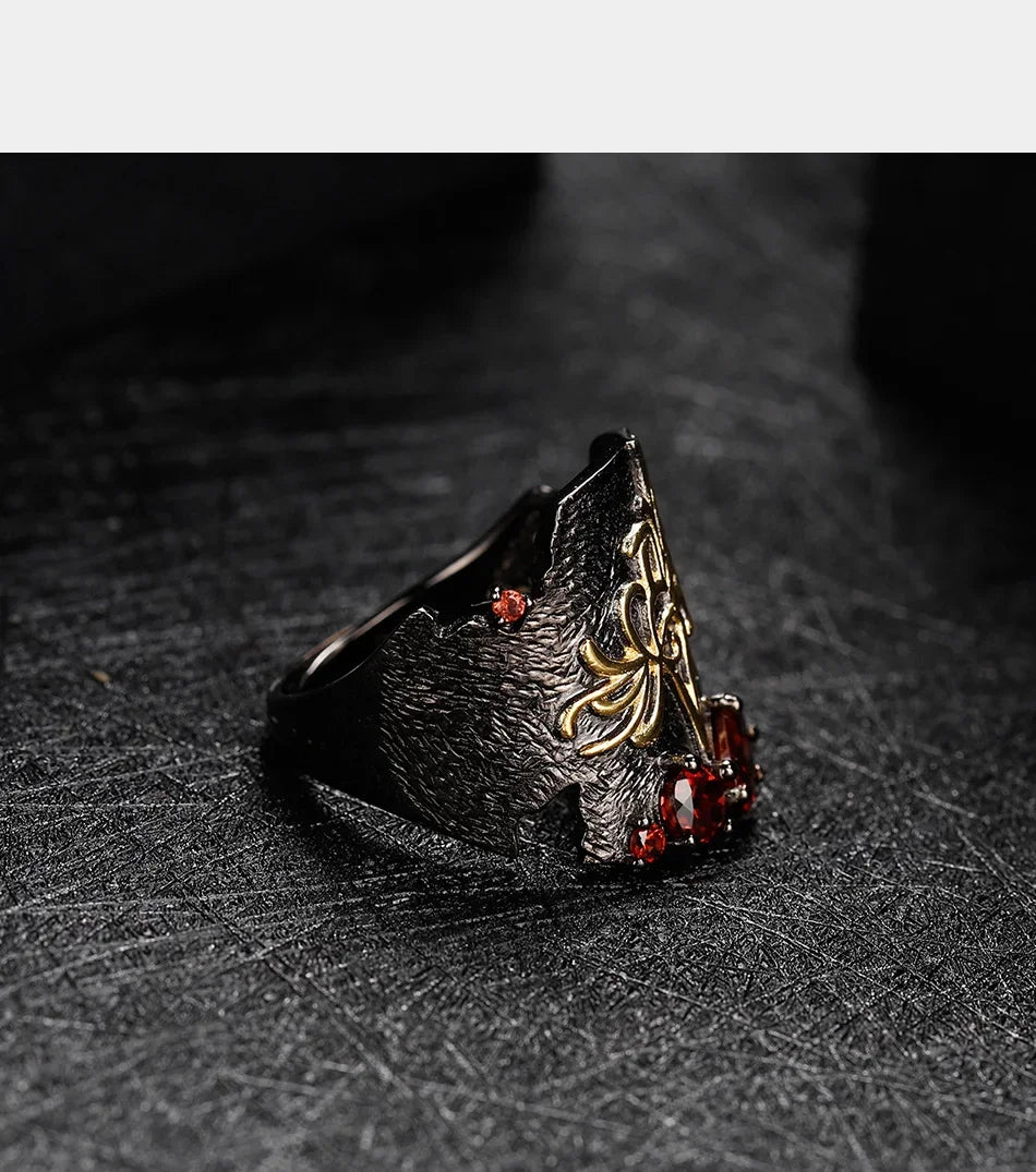 Handmade Natural Red Garnet Gemstones Ring