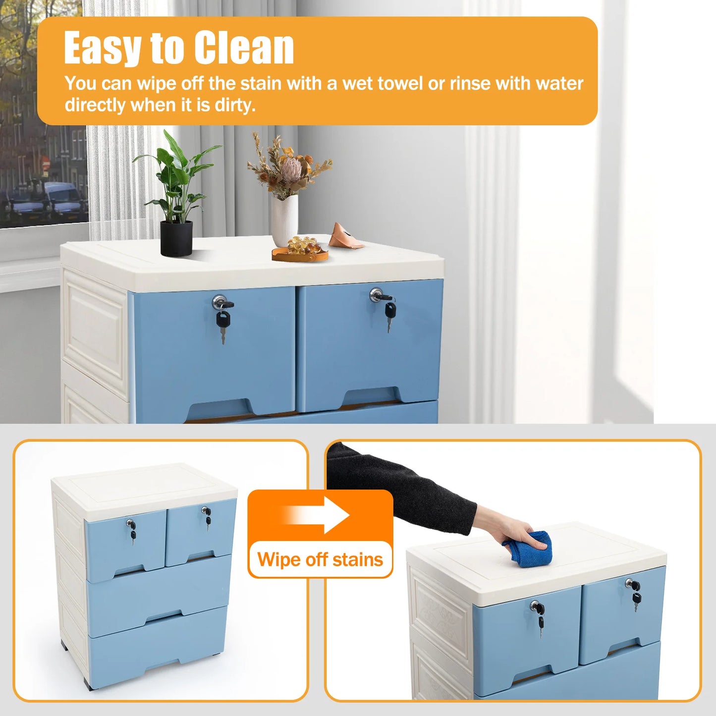 5-Layer 6 Drawer Plastic Tower Storage Cabinet