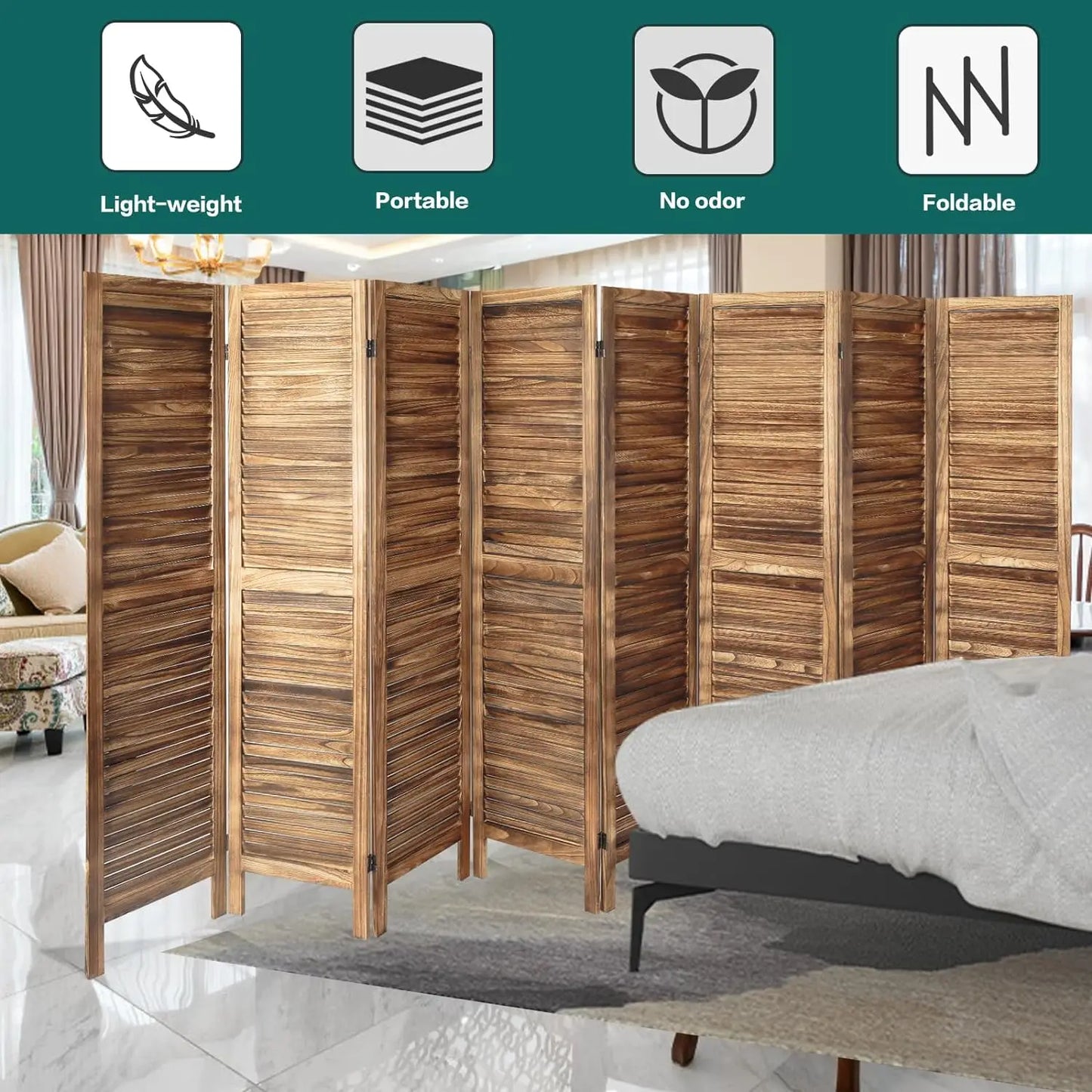 8 Panel Wood Room Divider