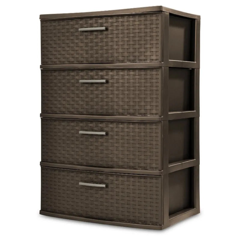 4 Drawer Wide Woven Plastic Organizer
