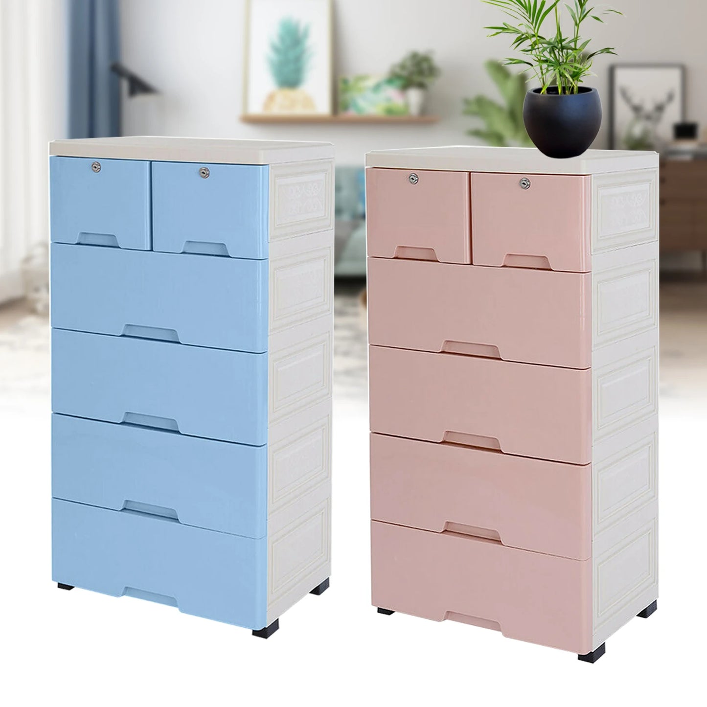 5-Layer 6 Drawer Plastic Tower Storage Cabinet