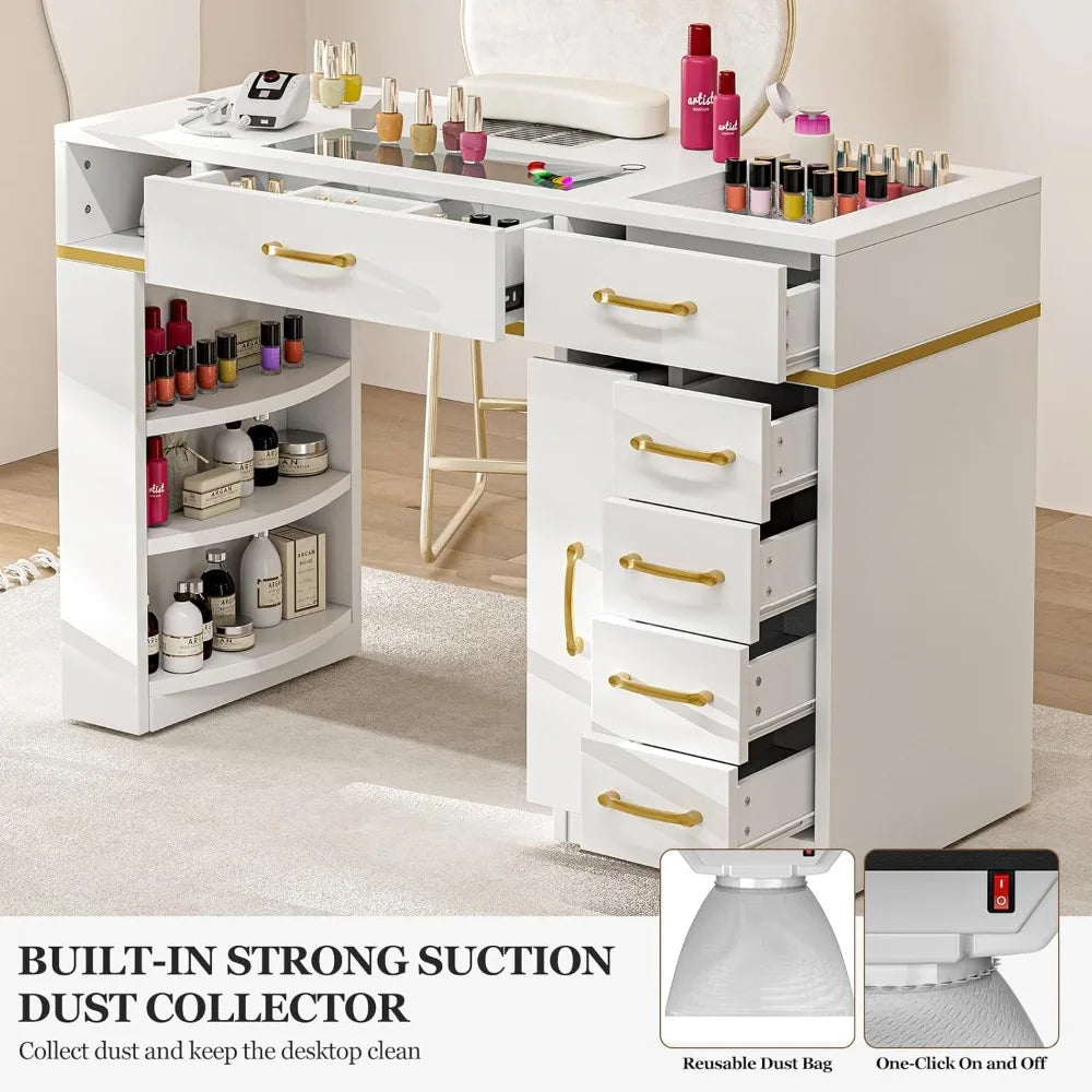 7 Drawers & 3-Tiered  Shelves Table