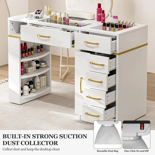 7 Drawers & 3-Tiered  Shelves Table