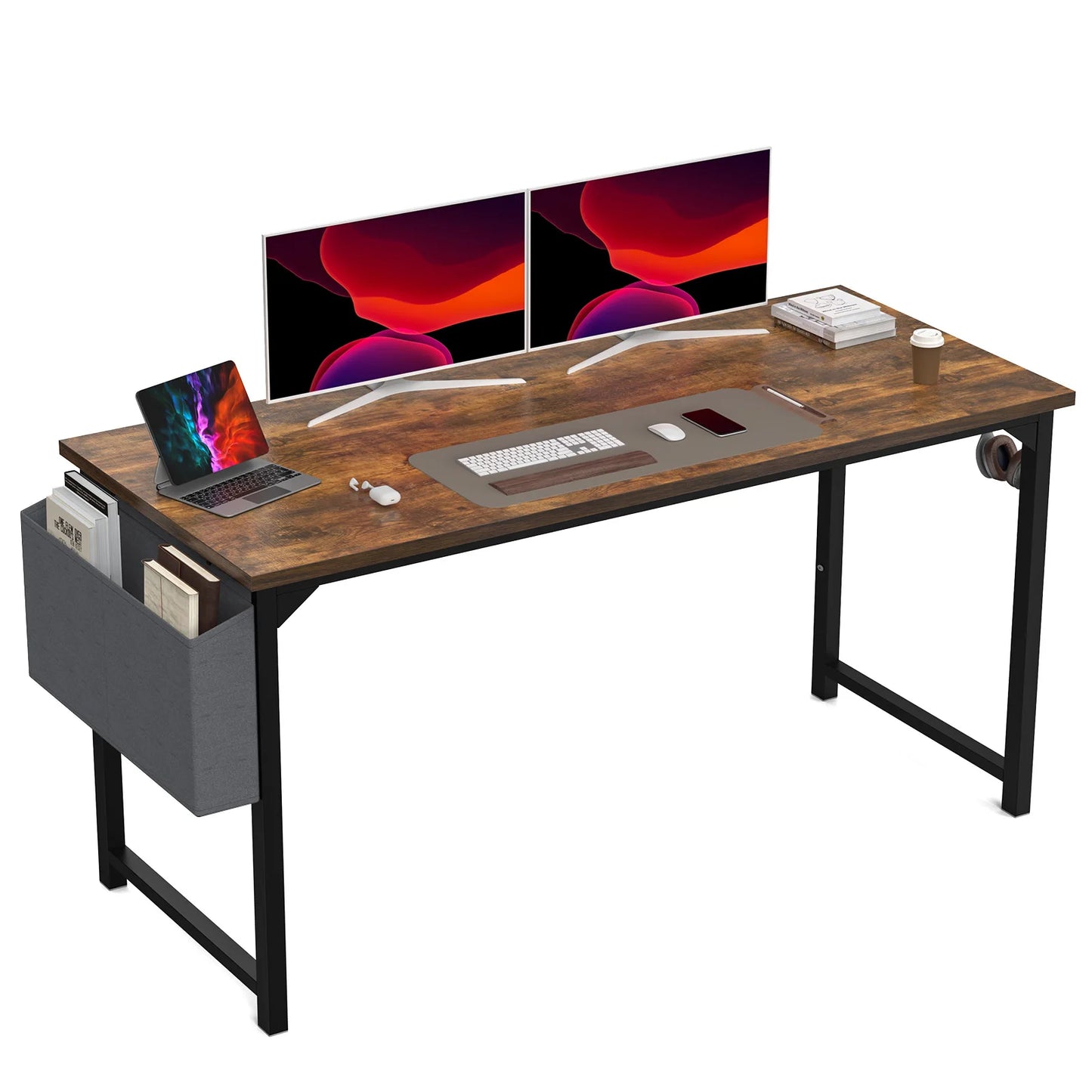 Compact Computer Desk with Side Storage