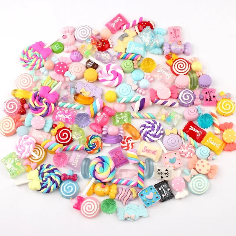 10/30/50/100 Pcs Candy Material Kit 3D Resin Flat Cabochons