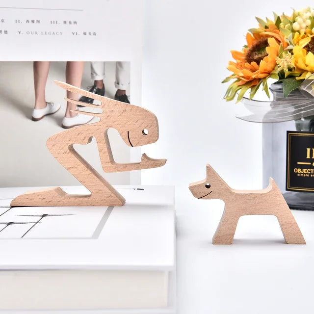 Handmade Wood Dog Sculpture