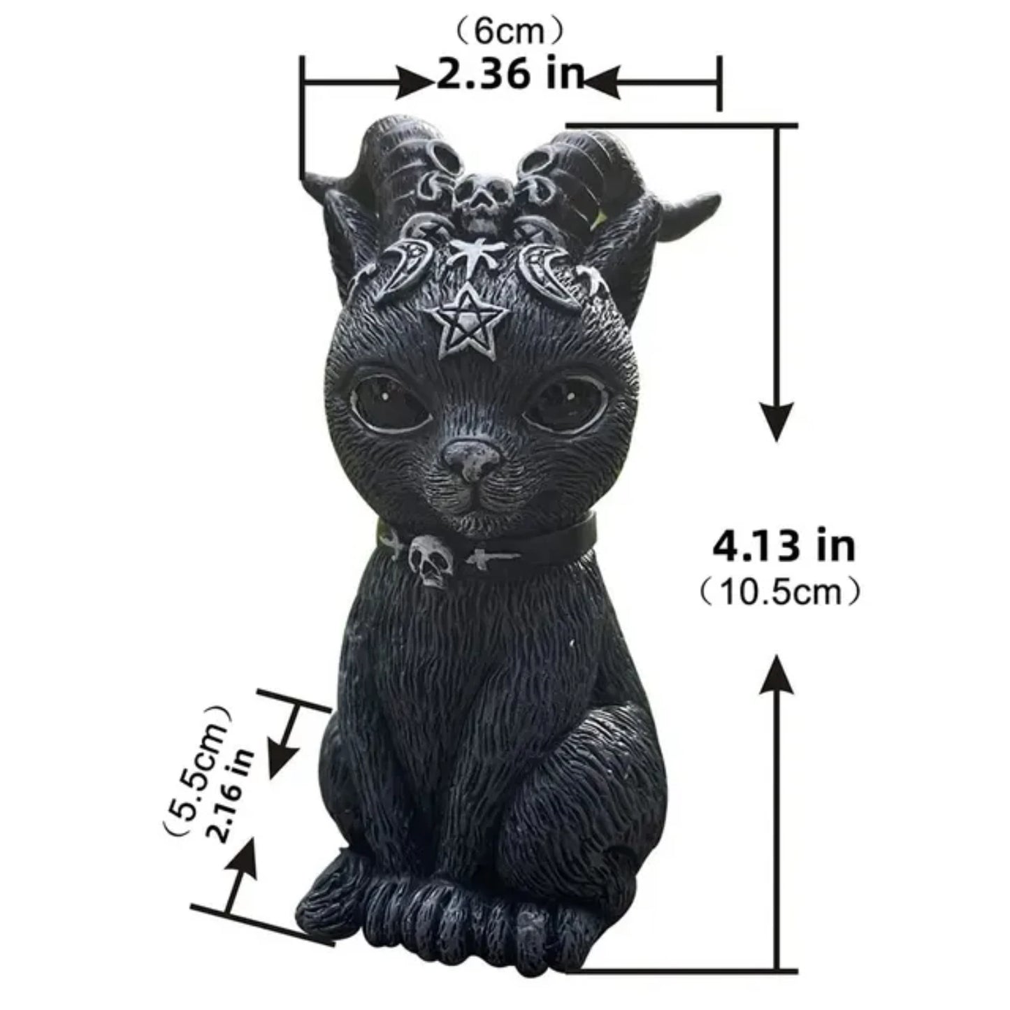 Hand-Painted Mysterious Black Cat Statue