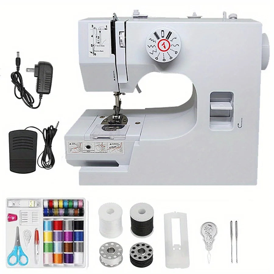 Mini Electric Sewing Machine w/ Foot Pedal and 42-Piece Sewing Kit
