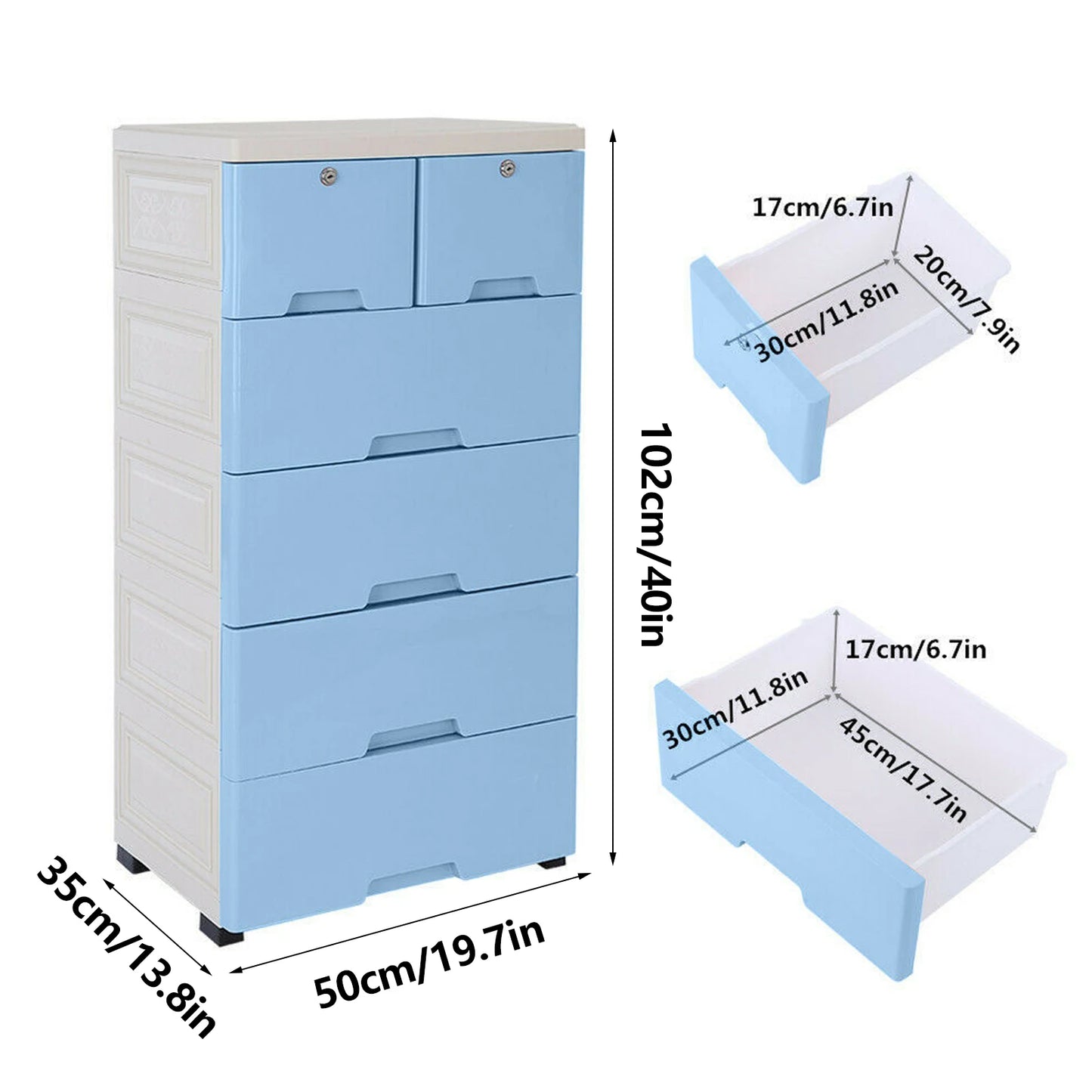 5-Layer 6 Drawer Plastic Tower Storage Cabinet