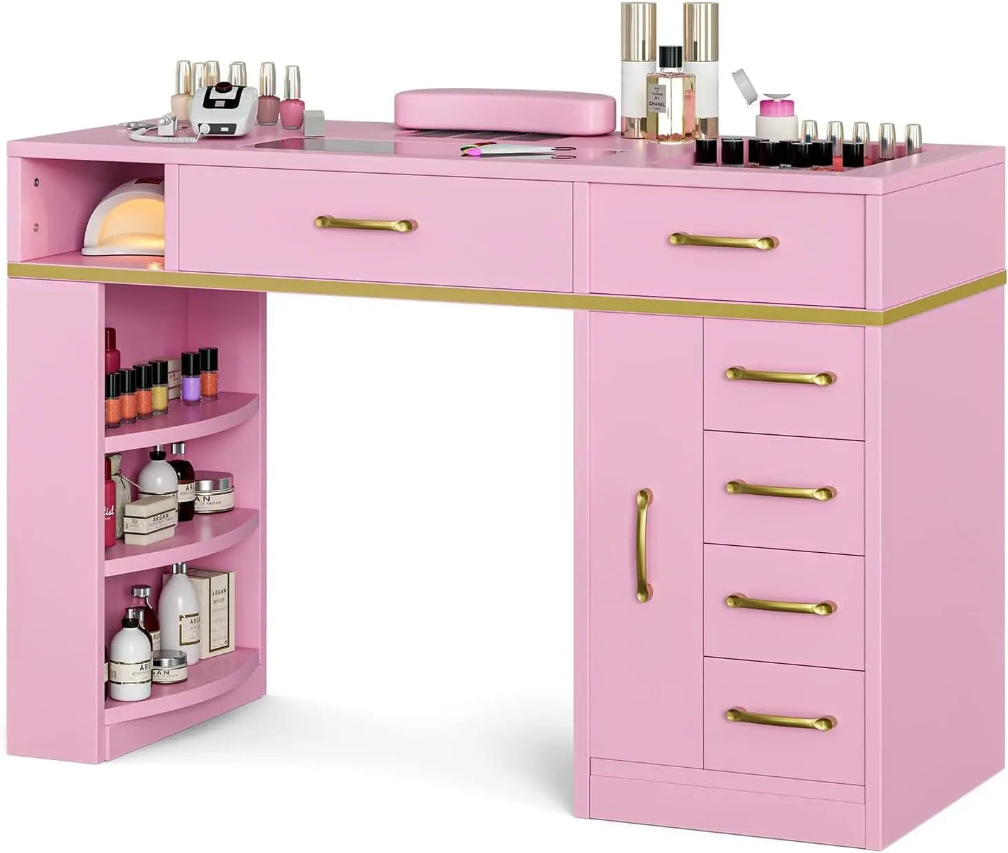 7 Drawers & 3-Tiered  Shelves Table