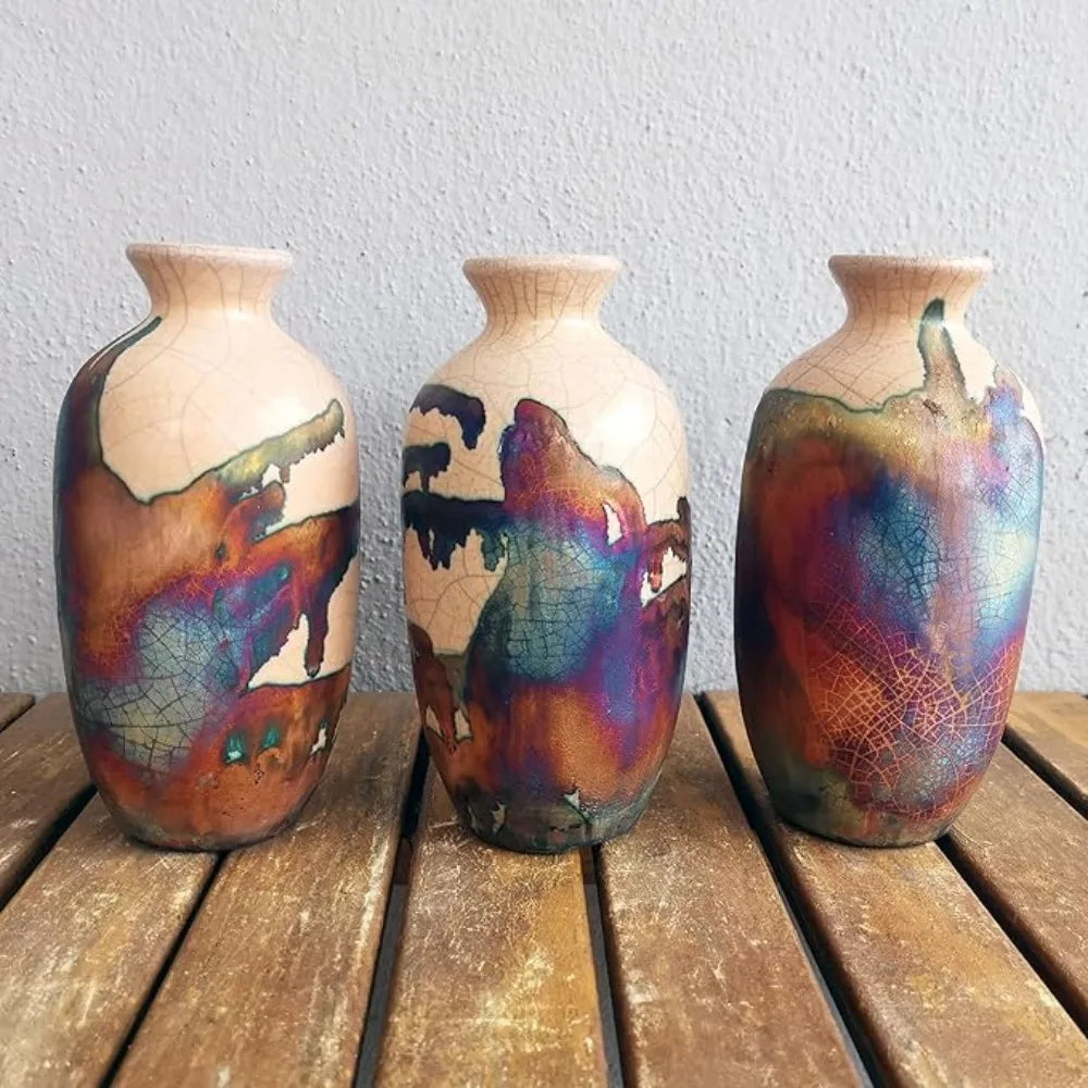 3 Pack 7 inch Handmade Ceramic Vase