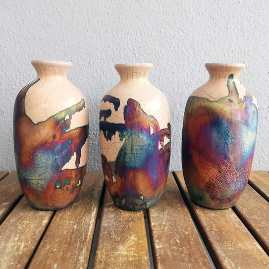 3 Pack 7 inch Handmade Ceramic Vase