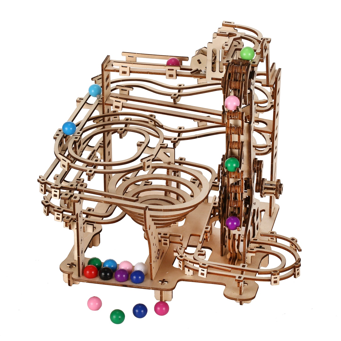 Track Pulley 3D Wooden Puzzle Building Block Kit