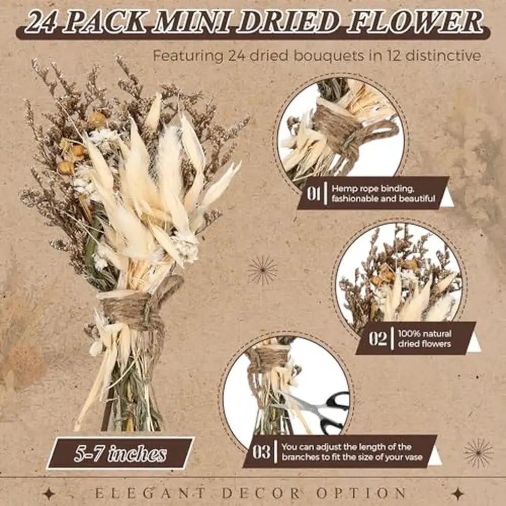 24pcs Mini Dried Flower Bouquet