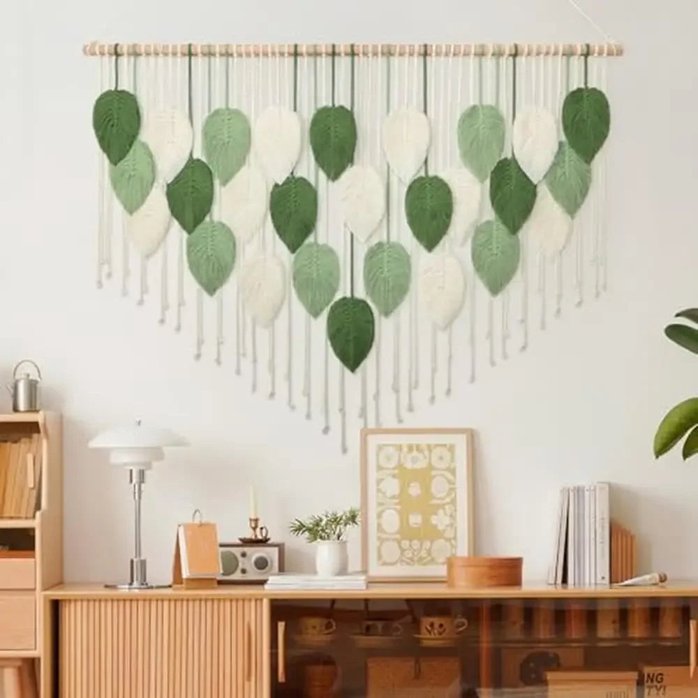 Large Handmade Boho Macrame Wall Hanging Leaves Tapestry