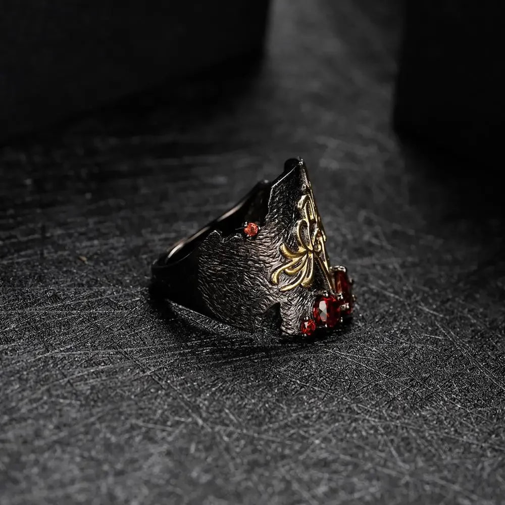 Handmade Natural Red Garnet Gemstones Ring