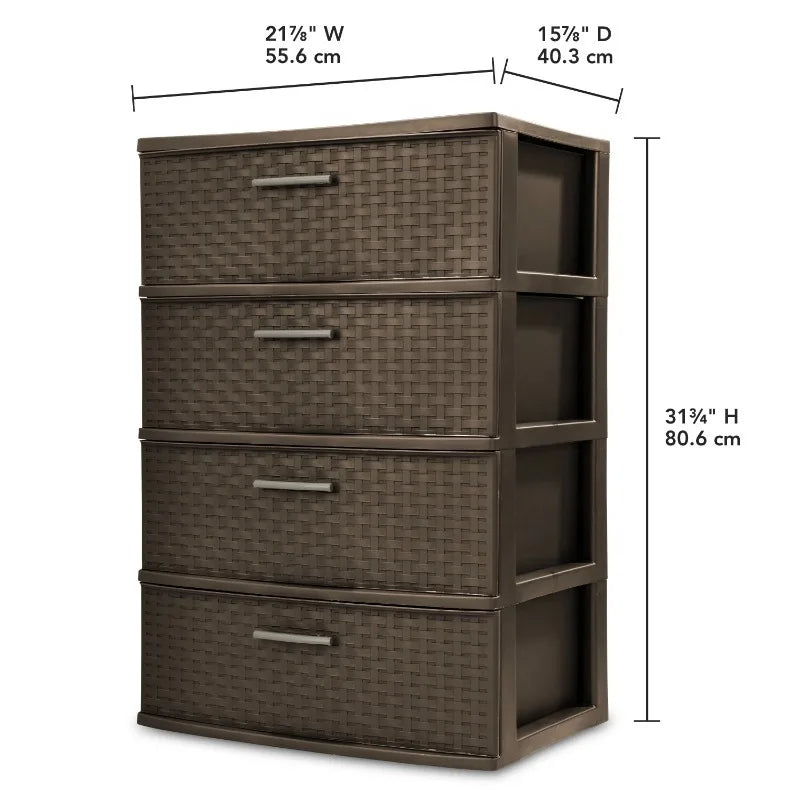 4 Drawer Wide Woven Plastic Organizer