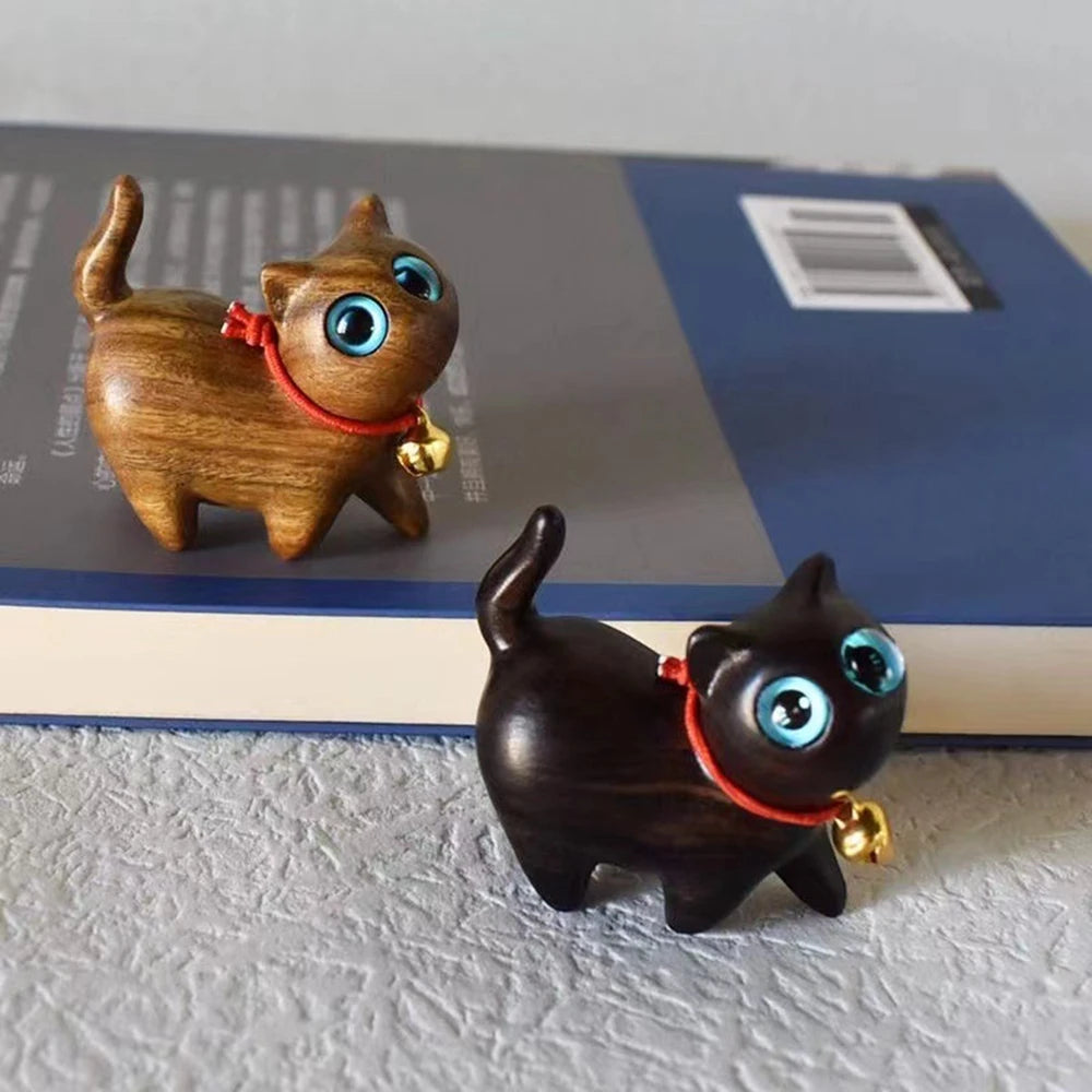 Handmade Wooden Mini Cat Decoration