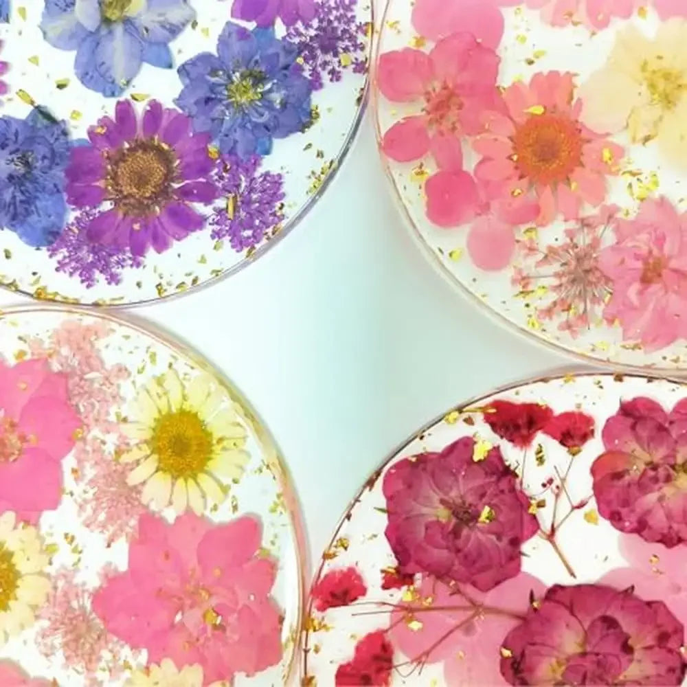 Handmade Pressed Flower Coasters Set