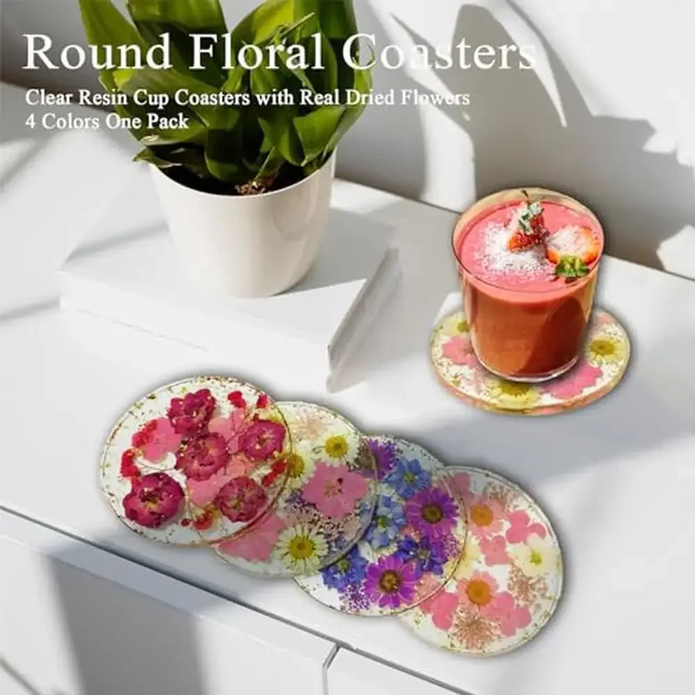 Handmade Pressed Flower Coasters Set