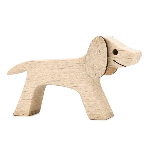 Handmade Wood Dog Sculpture