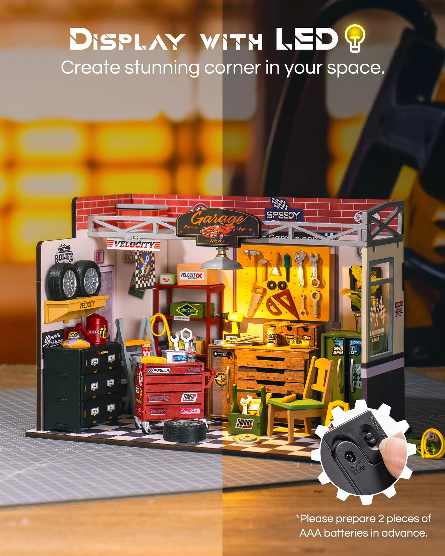 DIY Mini Garage Workshop Kit with LED Light