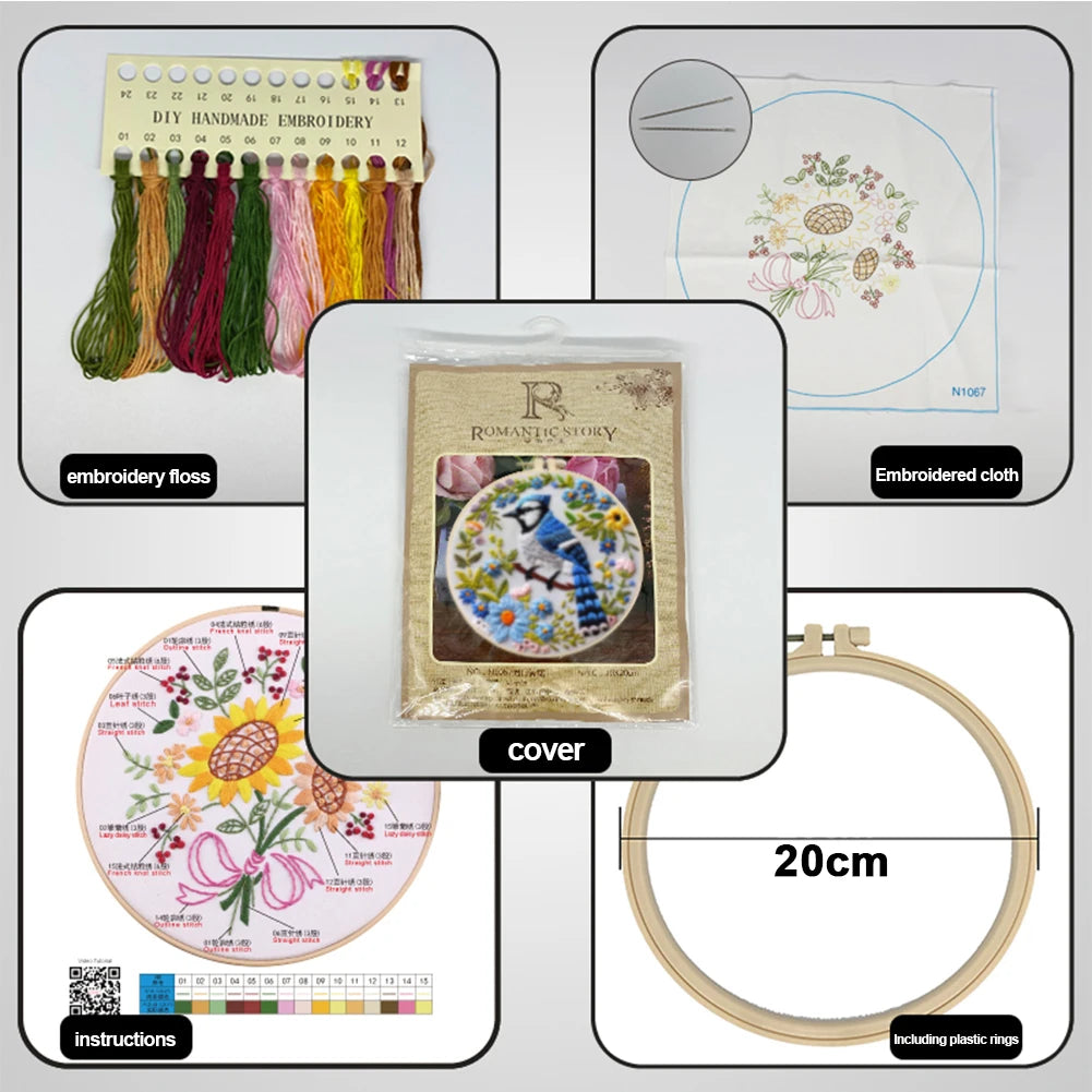 Beginner Embroidery Kit with Hoop