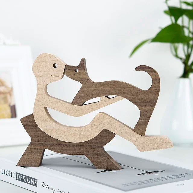 Handmade Wood Dog Sculpture