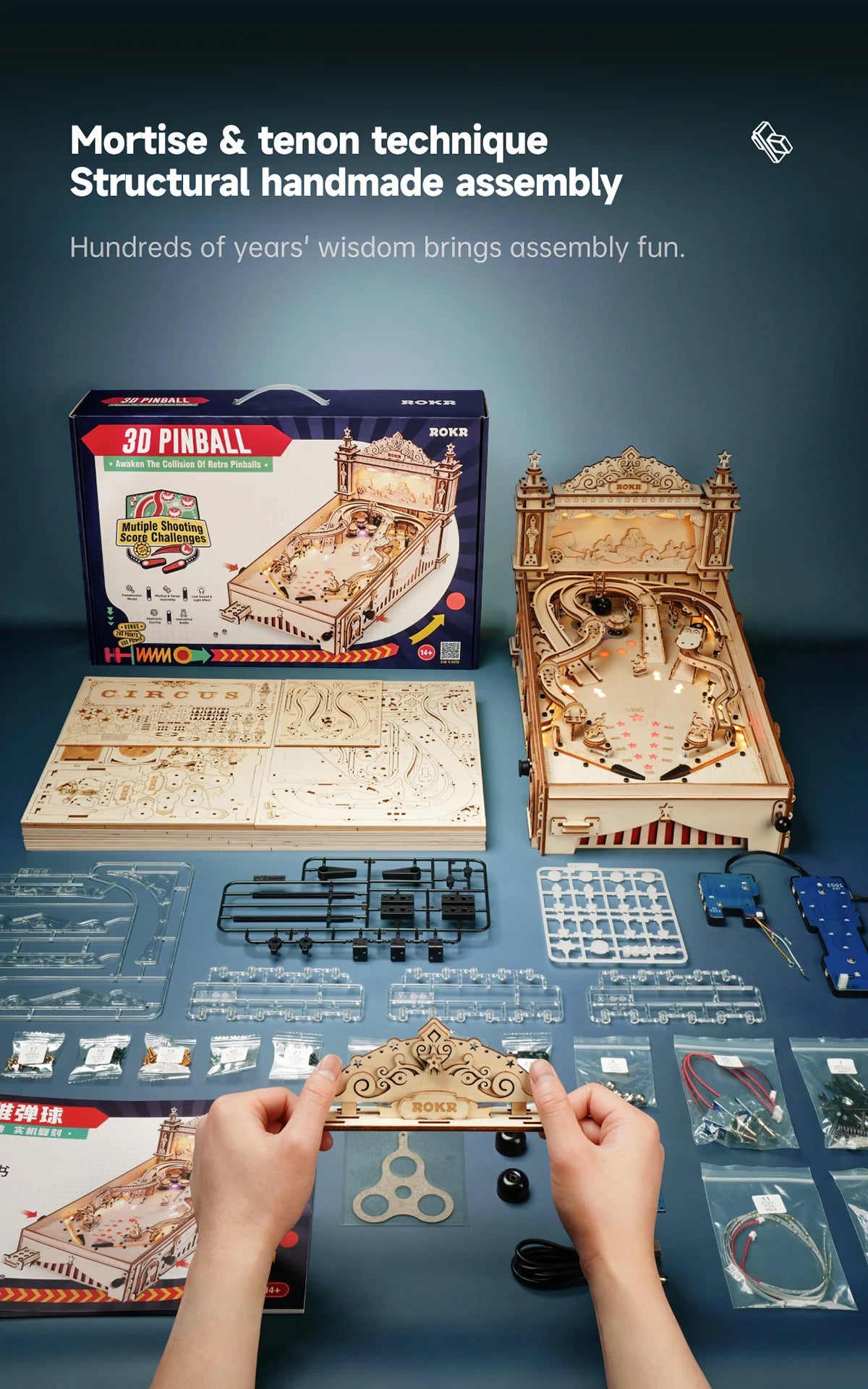 Pinball Machine 3D Wooden Puzzle Building Kit