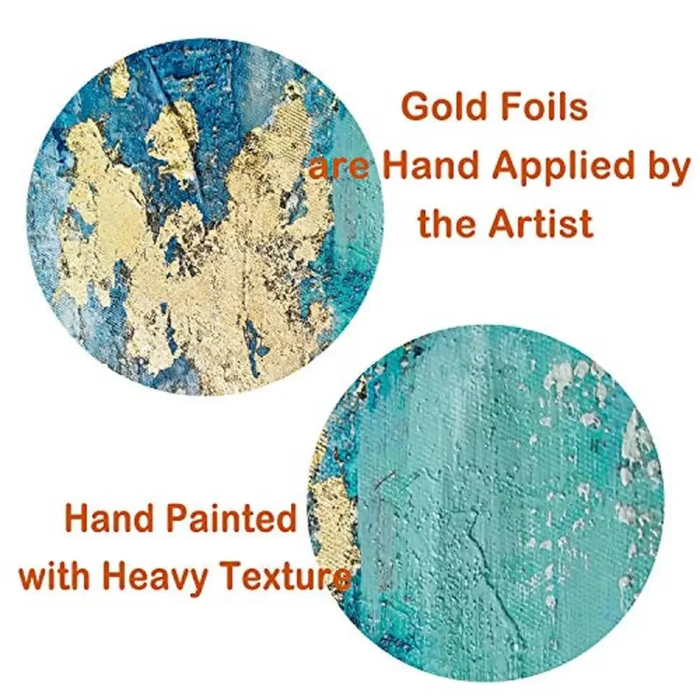 Blue Gold Abstract Canvas Wall Art