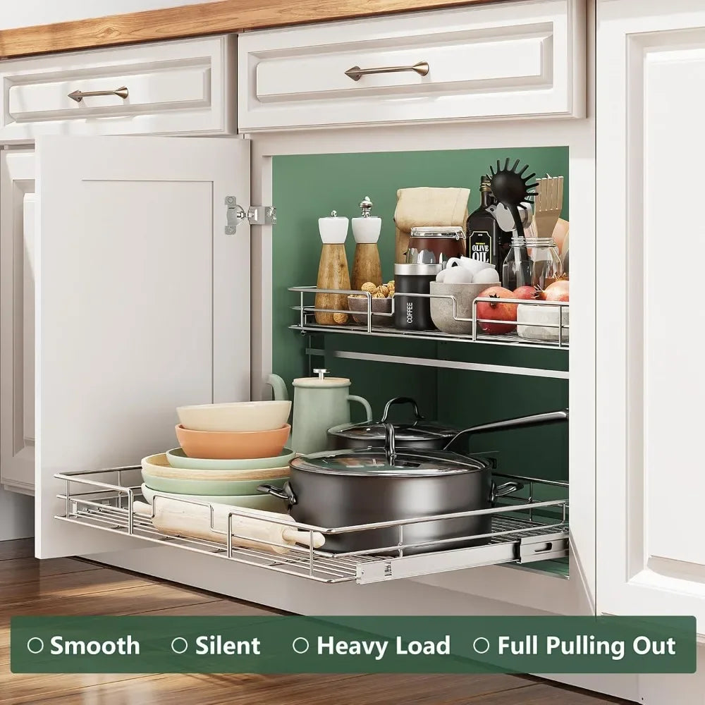 2 Tier Individual Pull Out Cabinet Organizer