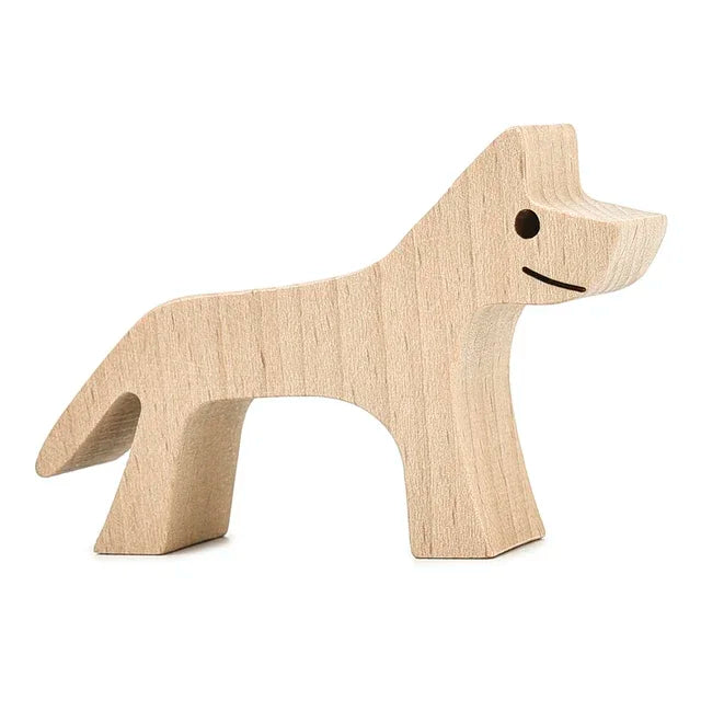 Handmade Wood Dog Sculpture