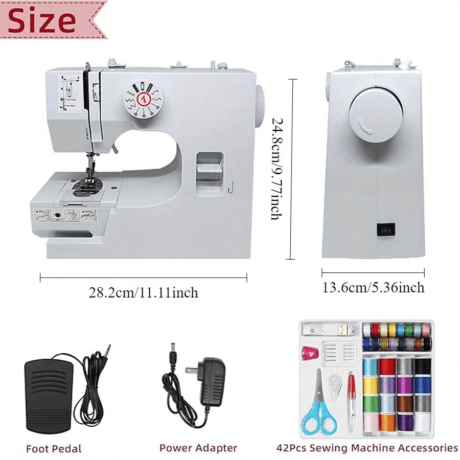 Mini Electric Sewing Machine w/ Foot Pedal and 42-Piece Sewing Kit