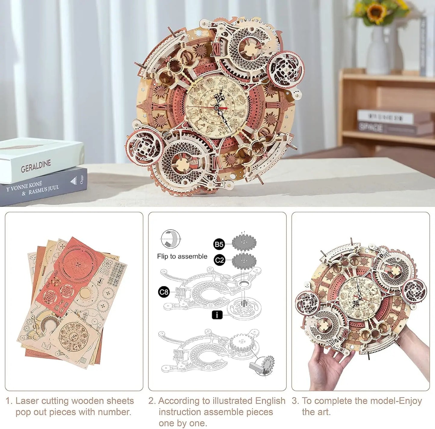 DIY 3D Wooden Puzzle Wall Clock