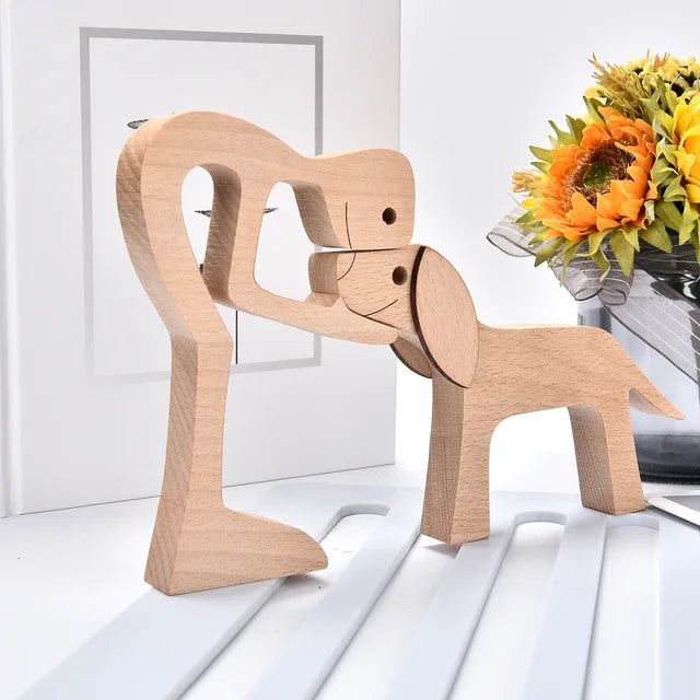 Handmade Wood Dog Sculpture