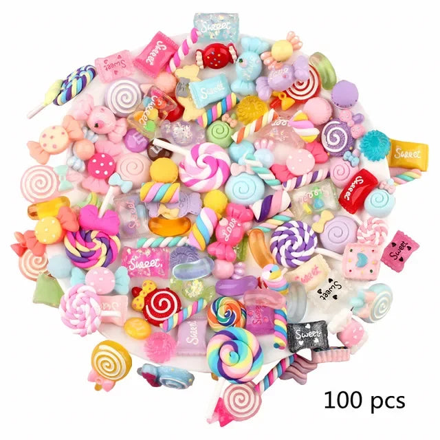 10/30/50/100 Pcs Candy Material Kit 3D Resin Flat Cabochons