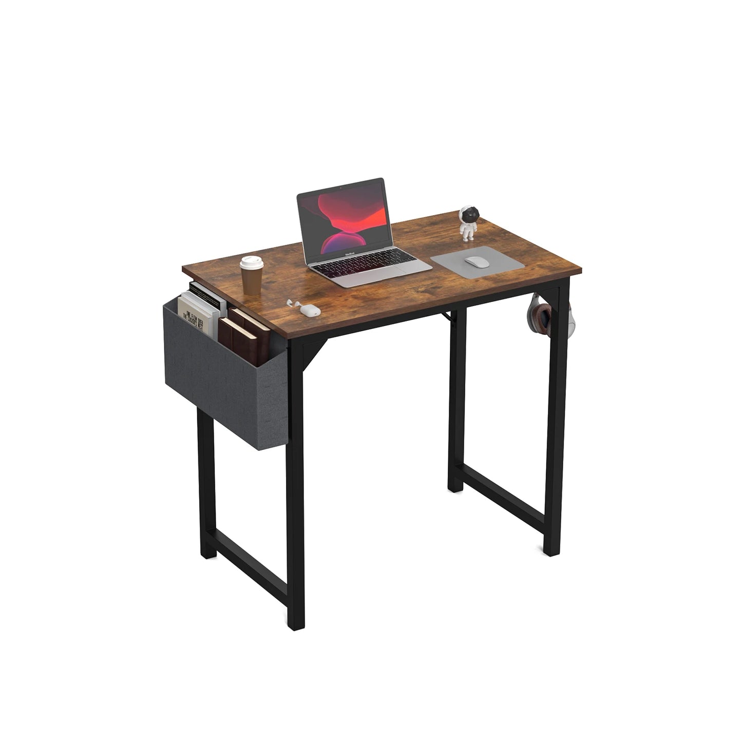 Compact Computer Desk with Side Storage
