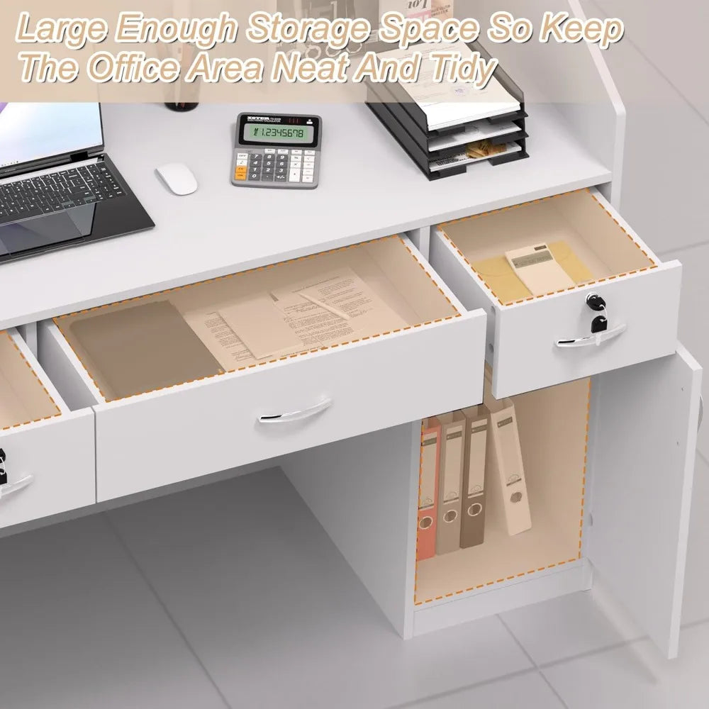 Reception Desk with Counter, Lockers & Storage Shelves
